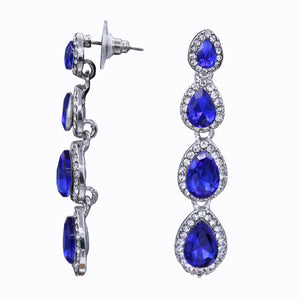 FASHION BLUE EARRINGS 2' INCH DANGLING  BLUE EARRINGS (#164)