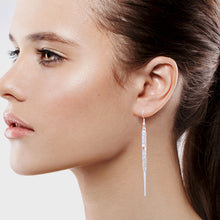 Load image into Gallery viewer, SILVER TONE LONG BAR EARRINGS 3&#39; Inch long bar Earrings (#166)