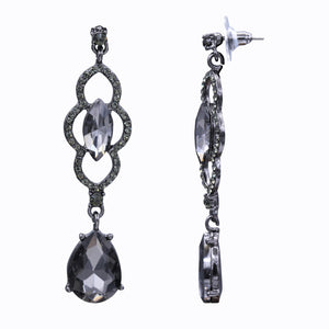 BLACK CHANDELIER DANGLING EARRINGS CLASSIC RHINESTONES (#171)