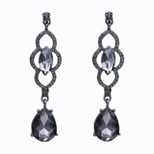 Load image into Gallery viewer, BLACK CHANDELIER DANGLING EARRINGS CLASSIC RHINESTONES (#171)