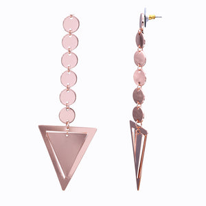 ARROW DANGLING EARRINGS MODERN STYLE ROSE TONE 4' inch long (#173)