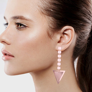 ARROW DANGLING EARRINGS MODERN STYLE ROSE TONE 4' inch long (#173)