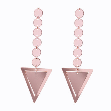 ARROW DANGLING EARRINGS MODERN STYLE ROSE TONE 4' inch long (#173)