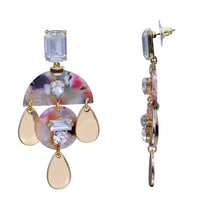 Load image into Gallery viewer, DANGLING EARRINGS MULTI COLOR RESIN &amp; RHINESTONES EARRINGS 2.5&#39; INCH (#180)