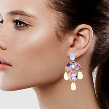 Load image into Gallery viewer, DANGLING EARRINGS MULTI COLOR RESIN &amp; RHINESTONES EARRINGS 2.5&#39; INCH (#180)