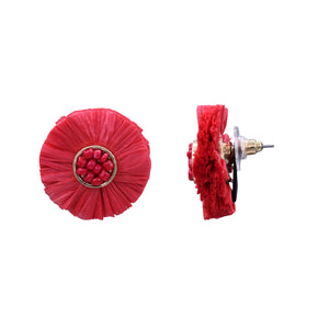 FASHION RED EARRINGS RED FLOWER COLOR EARRING (181)