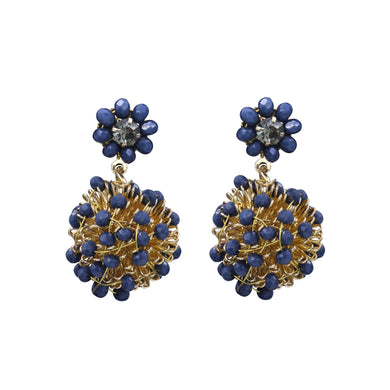 FASHION BLUE BALL EARRINGS BLUE COLOR 1.25' INCH (183)