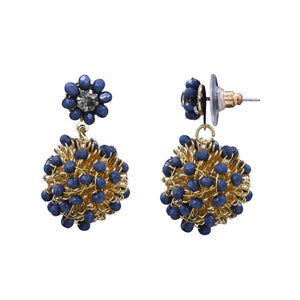 FASHION BLUE BALL EARRINGS BLUE COLOR 1.25' INCH (183)