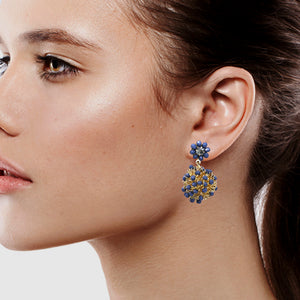 FASHION BLUE BALL EARRINGS BLUE COLOR 1.25' INCH (183)