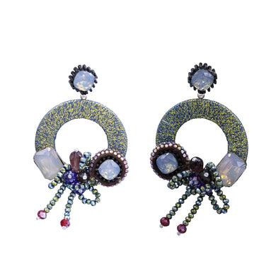 CIRCLE HOOP DANGLING EARRING MULTI COLOR ORNAMENTS 2' INCH (187)