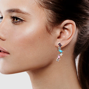 ZIG ZAG MULTI COLOR BAR EARRINGS 1' INCH (189)