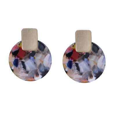 Round Multi Color Resin Fashion Dangling Circle Earring (#190)