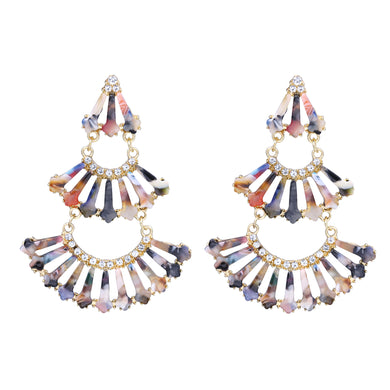 MULTI COLOR DANGLING CHANDELIER EARRINGS FASHION STATEMENT (193)