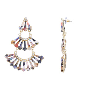 MULTI COLOR DANGLING CHANDELIER EARRINGS FASHION STATEMENT (193)