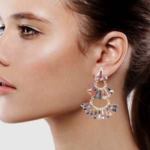 MULTI COLOR DANGLING CHANDELIER EARRINGS FASHION STATEMENT (193)