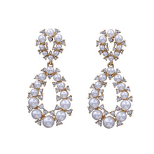 Load image into Gallery viewer, Brilliant Pearl Earrings Dangling Pearl &amp; white stones  (#197)