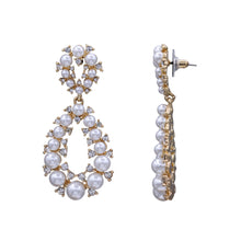 Load image into Gallery viewer, Brilliant Pearl Earrings Dangling Pearl &amp; white stones  (#197)