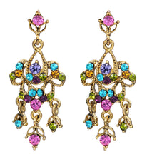 Load image into Gallery viewer, CHANDELIER EARRINGS DANGLING EARRINGS VICTORIAN STYLE MULTI COLOR STONES (44)