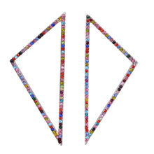 Load image into Gallery viewer, STATEMENT EARRINGS MULTI COLOR RAINBOW TRIANGLE EARRING 3 INCH (59)