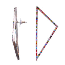 Load image into Gallery viewer, STATEMENT EARRINGS MULTI COLOR RAINBOW TRIANGLE EARRING 3 INCH (59)