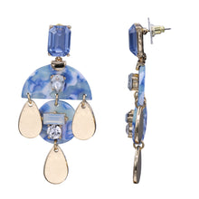 Load image into Gallery viewer, Blue Color Dangling Earrings Resin &amp; Rhinestones 2.5&#39; inch (#61)