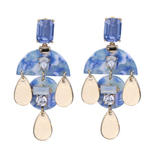 Load image into Gallery viewer, Blue Color Dangling Earrings Resin &amp; Rhinestones 2.5&#39; inch (#61)