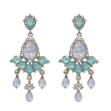 Load image into Gallery viewer, Dangling Green Chandelier Earrings 2.5 inch (#64)