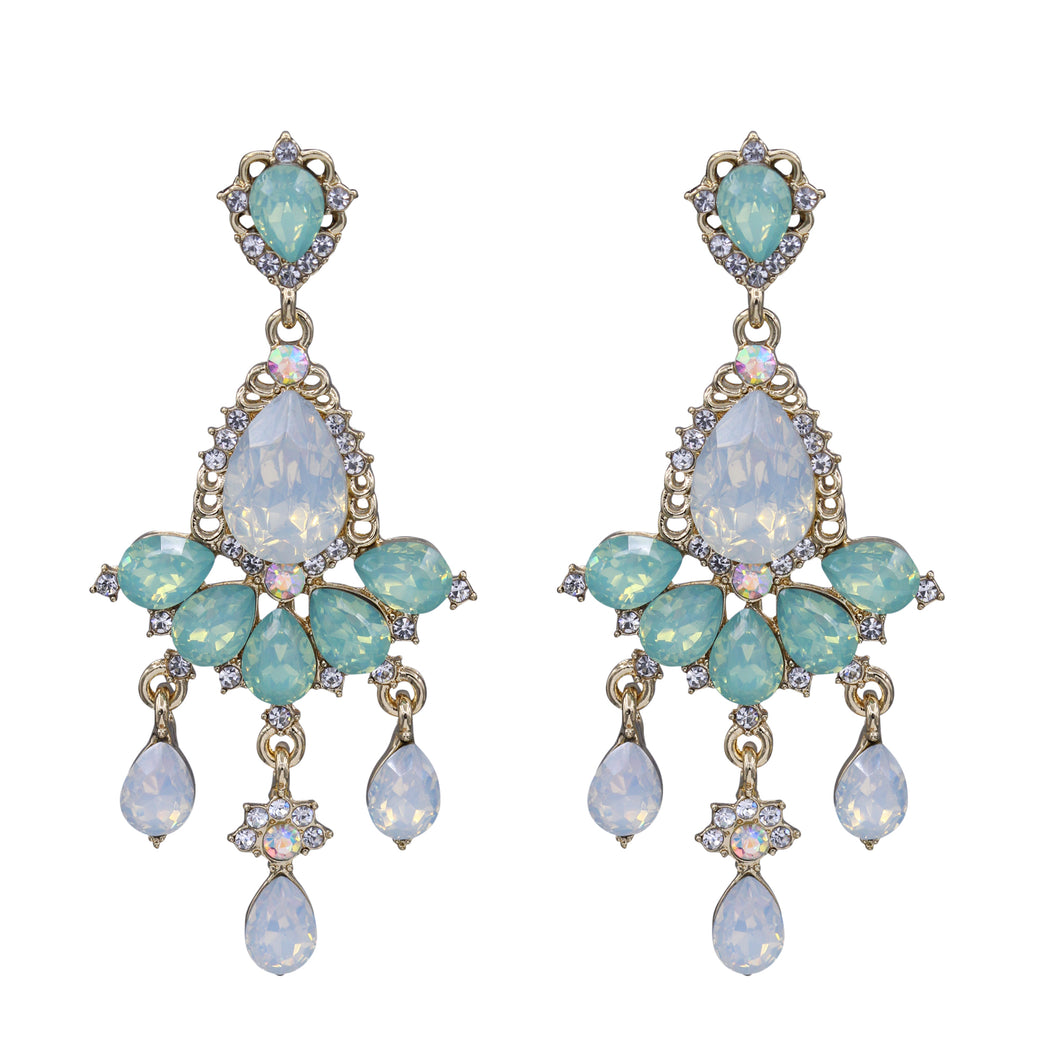 Dangling Green Chandelier Earrings 2.5 inch (#64)