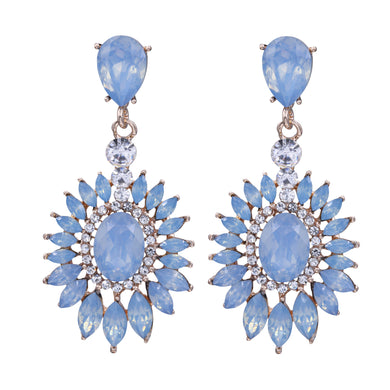 Long Dangling Blue Chandelier Earrings 2.5 inch (#66)