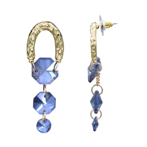 CHANDELIER EARRINGS DANGLING RHINESTONE BLUE FASHION EARRINGS (#67)