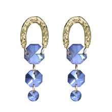 Load image into Gallery viewer, CHANDELIER EARRINGS DANGLING RHINESTONE BLUE FASHION EARRINGS (#67)