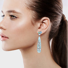 Load image into Gallery viewer, BLUE EARRINGS DANGLING CHANDELIER BLUE RHINESTONE FASHION EARRINGS (68)