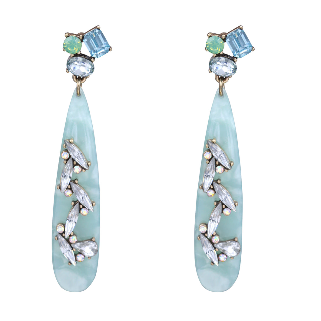 BLUE EARRINGS DANGLING CHANDELIER BLUE RHINESTONE FASHION EARRINGS (68)