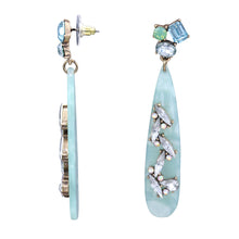 Load image into Gallery viewer, BLUE EARRINGS DANGLING CHANDELIER BLUE RHINESTONE FASHION EARRINGS (68)