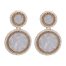 Load image into Gallery viewer, ROUND WHITE EARRING RESIN CIRCLE OF LIFE TRENDY WHITE EARRINGS (70)