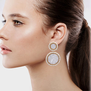 ROUND WHITE EARRING RESIN CIRCLE OF LIFE TRENDY WHITE EARRINGS (70)