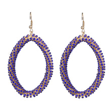 Load image into Gallery viewer, LARGE OVAL PURPLE CLUSTER DESIGN HOOP EARRINGS FASHION DANGLING EARRINGS (#71)