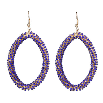 LARGE OVAL PURPLE CLUSTER DESIGN HOOP EARRINGS FASHION DANGLING EARRINGS (#71)