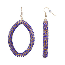 Load image into Gallery viewer, LARGE OVAL PURPLE CLUSTER DESIGN HOOP EARRINGS FASHION DANGLING EARRINGS (#71)