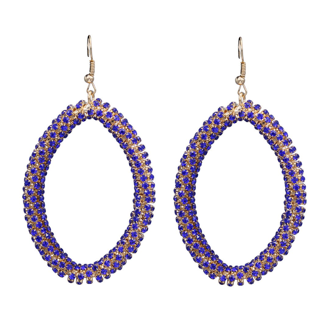 LARGE OVAL PURPLE CLUSTER DESIGN HOOP EARRINGS FASHION DANGLING EARRINGS (#71)