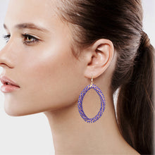 Load image into Gallery viewer, LARGE OVAL PURPLE CLUSTER DESIGN HOOP EARRINGS FASHION DANGLING EARRINGS (#71)