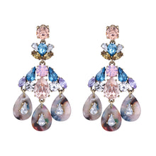 Load image into Gallery viewer, MULTI COLOR EARRINGS DANGLING CHANDELIER RHINESTONE FASHION EARR0INGS (#72)