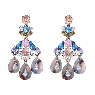 MULTI COLOR EARRINGS DANGLING CHANDELIER RHINESTONE FASHION EARR0INGS (#72)