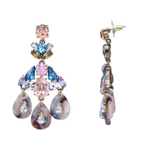 Load image into Gallery viewer, MULTI COLOR EARRINGS DANGLING CHANDELIER RHINESTONE FASHION EARR0INGS (#72)