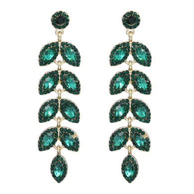 GREEN CHANDELIER EARRINGS DANGLING BRILLIANT COLOR FASHION EARRINGS (#74)