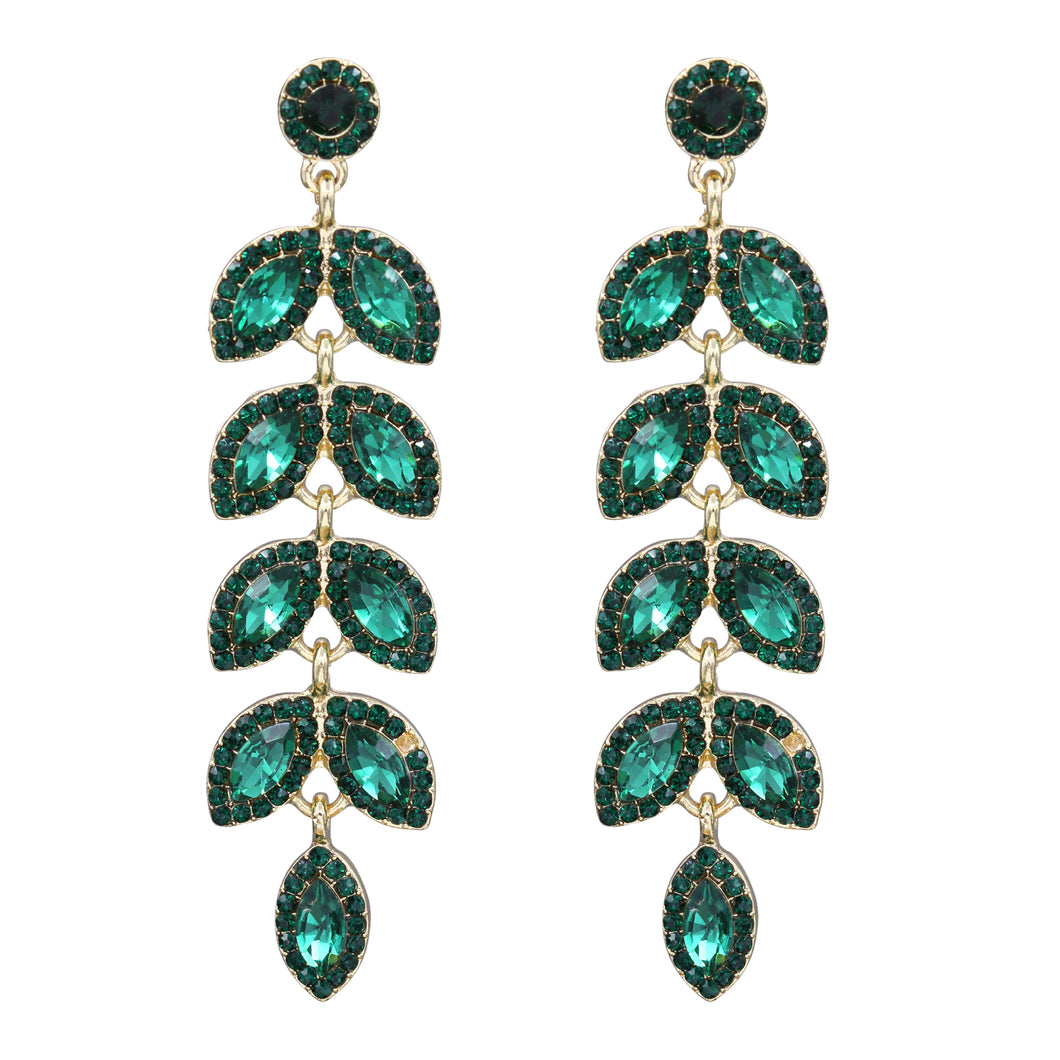 GREEN CHANDELIER EARRINGS DANGLING BRILLIANT COLOR FASHION EARRINGS (#74)