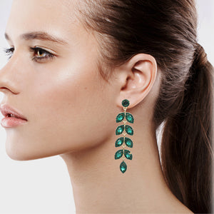 GREEN CHANDELIER EARRINGS DANGLING BRILLIANT COLOR FASHION EARRINGS (#74)