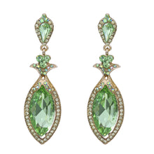 Load image into Gallery viewer, GREEN DANGLING CHANDELIER EARRINGS BRILLIANT GREEN DANGLING FASHION EARRINGS (#78)