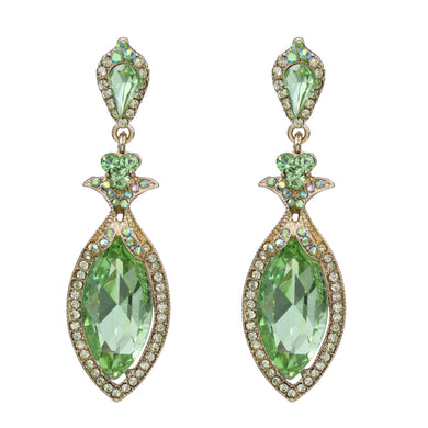 GREEN DANGLING CHANDELIER EARRINGS BRILLIANT GREEN DANGLING FASHION EARRINGS (#78)