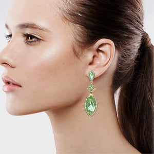 GREEN DANGLING CHANDELIER EARRINGS BRILLIANT GREEN DANGLING FASHION EARRINGS (#78)